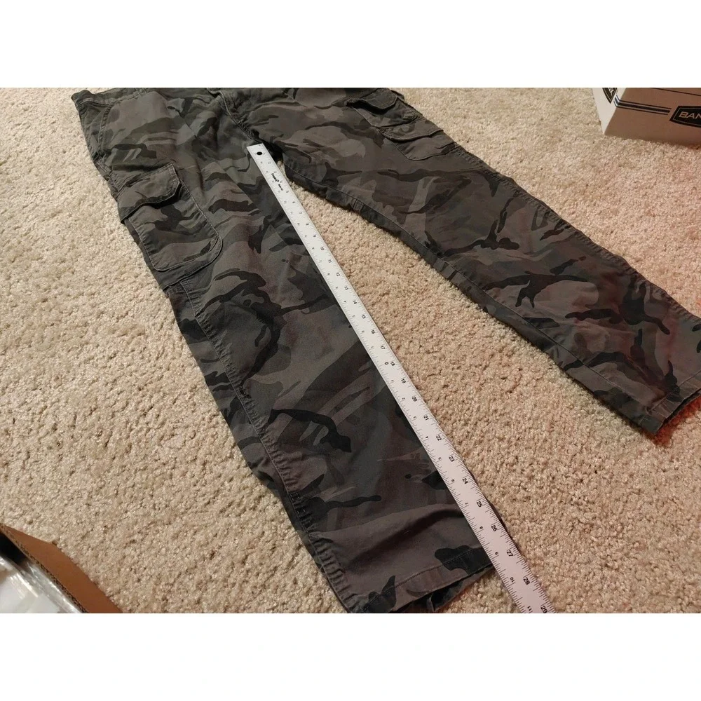 Wrangler Mens Regular Taper Cargo Pants 36x30 Grey Black Camouflage 70SYWGL